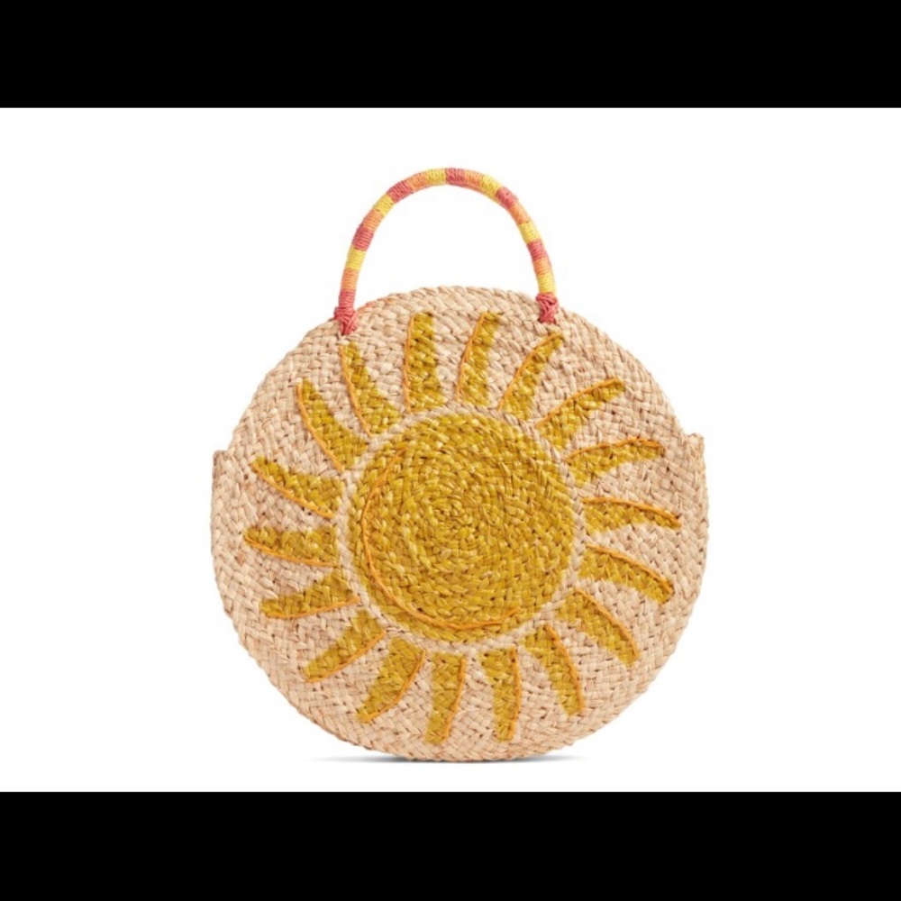 Shine Raffia Circular Tote NWT